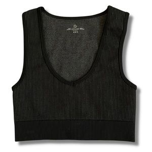 AERIE Black Textured Crop Top / Sports Bra Size Medium Women’s